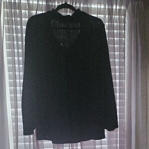 Karen Kane Black Long-Sleeve Blouse with Subtle V-Neck
